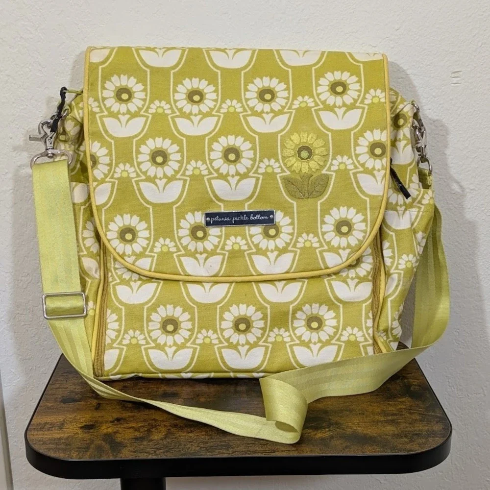 Petunia Pickle Bottom Boxy Flower Print Embroidered Diaper Bag w Changing Pad
